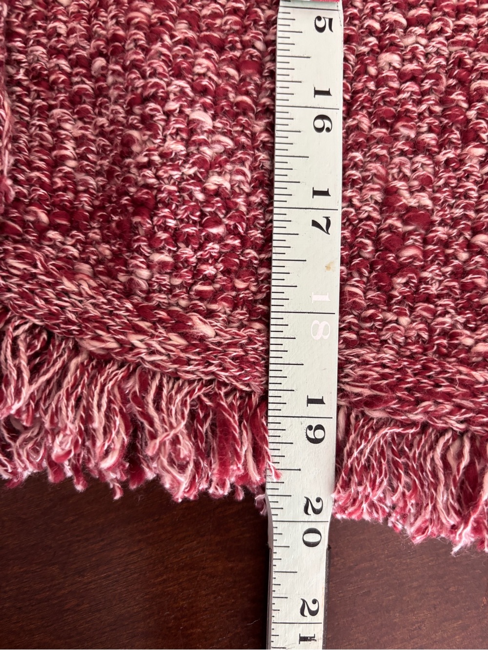 J.Crew Marled Knit Fringe Cardigan Sweater XL Burgundy Button Front - Picture 7 of 7